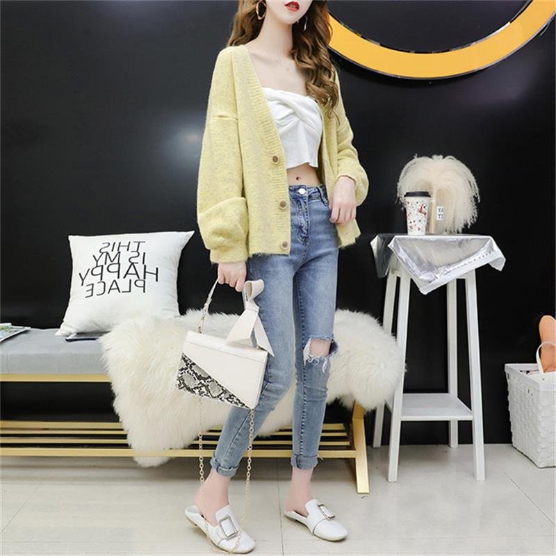 Áo khoác cardigan nữ, áo khoác len họa tiết trơn, phong cách Hàn Quốc nhẹ nhàng AK11