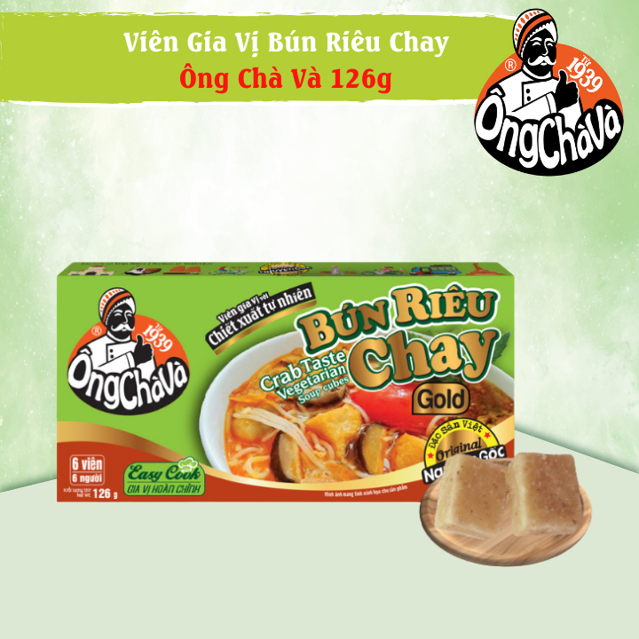 Viên Gia Vị Bún Riêu Chay Ông Chà Và Gold 126g (Crab Taste Vegetable Soup Cubes)