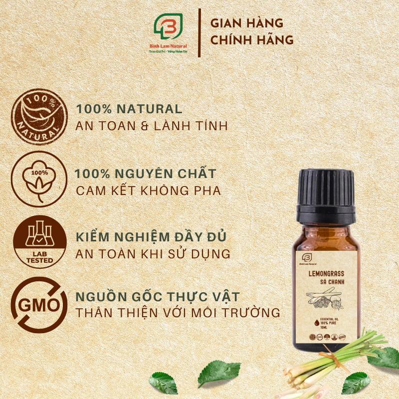 Tinh dầu sả chanh nguyên chất giải cảm, thơm phòng, kháng khuẩn, đuổi muỗi Bình Lam Natural 10ml