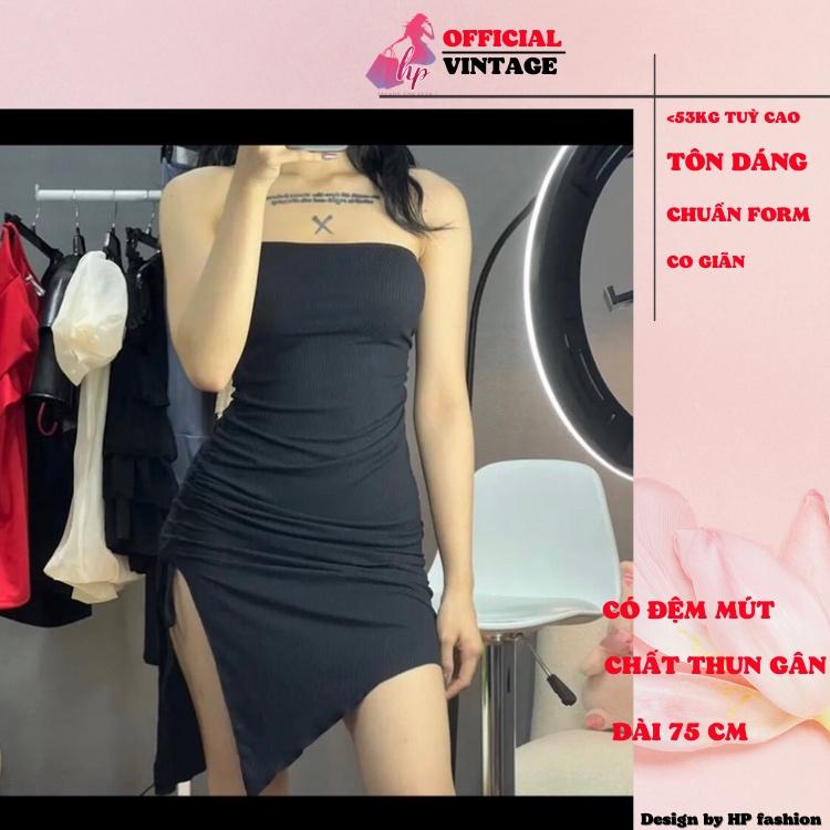 Đầm ống xẻ tà dây rút có mút nữ dáng ngắn body, váy dự tiệc hàn quốc VD835