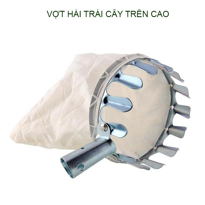 Vợt hái trái cây trên cao đa năng kèm túi vải, khung kim loại dày dặn