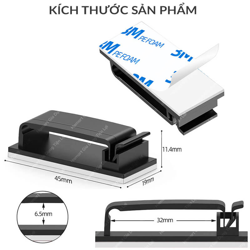 COMBO 2 Kẹp Dây Điện Dán Tường Bản Lớn Có Chốt Nẹp Cố Định Dây Cáp Điện Keo 3M Siêu Dính Tiện Lợi