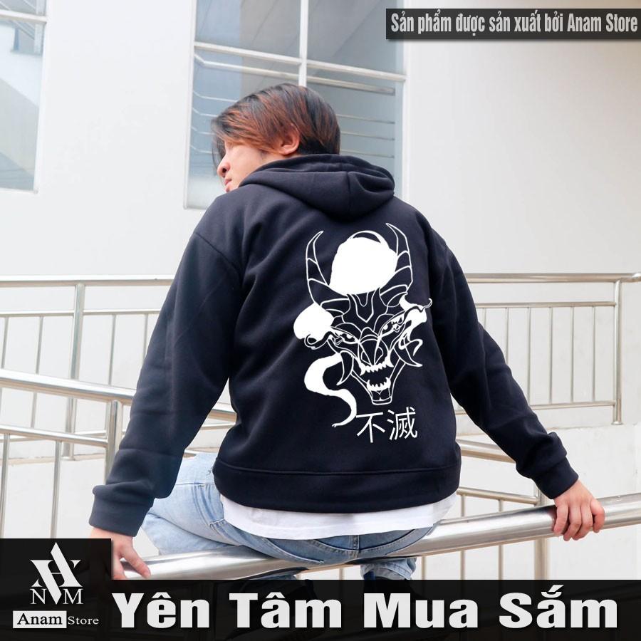 Áo hoodie dây kéo vải nỉ ngoại, nam nữ, Phản Quang Oni Pro, Anam Store