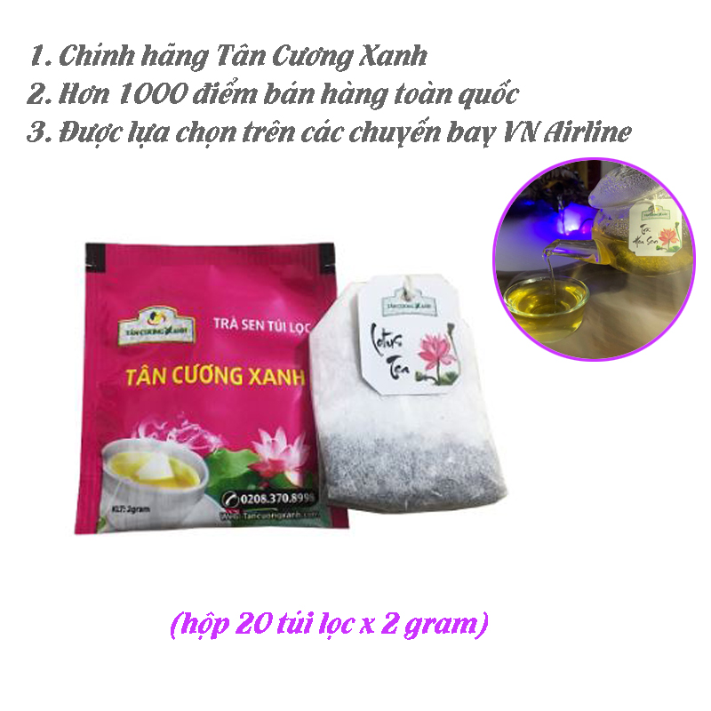 Trà sen túi lọc Tân Cương Xanh - Trà ướp hương sen, hương thơm đậm đà, hậu vị thơm, tiêu chuẩn an toàn thực phẩm