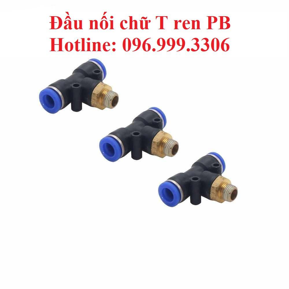 Đầu nối PB chữ T có ren ngoài khí nén, phun sương chịu được áp suất cao, đầy đủ kích thước