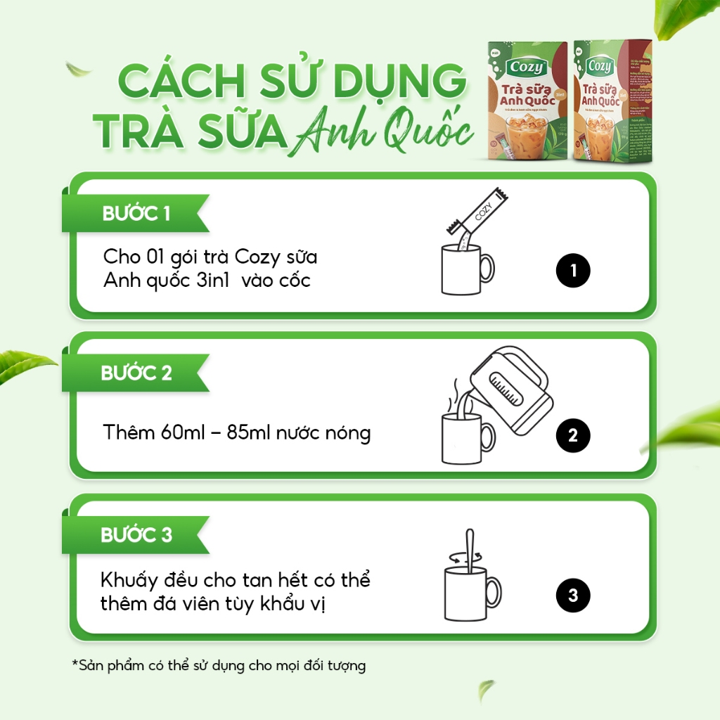 Cozy Trà sữa 3in1 - Anh Quốc 10 gói x 17g Hộp