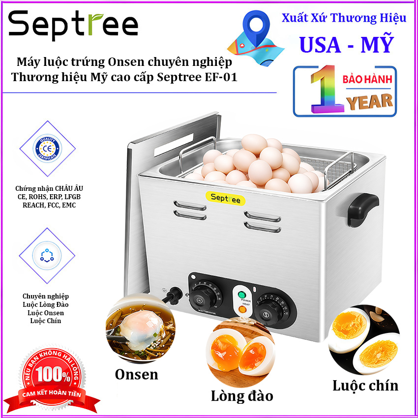 Máy Nấu Trứng Onsen Septree EF-01 Hàng Nhập Khẩu - Điều Chỉnh Nhiệt Chính Xác, Hoạt Động Ổn Định