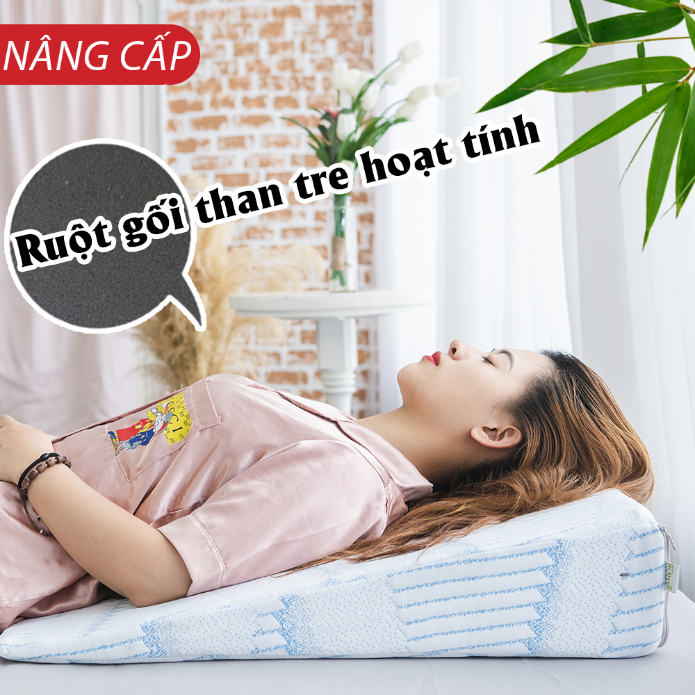 Gối nêm chống trào ngược dạ dày người lớn Hi-Sleep loại 1 lớp 70x60x14cm giúp giảm trào ngược, viêm xoang, nghẹt mũi, ho đêm, copd, ngáy, ngưng thở khi ngủ