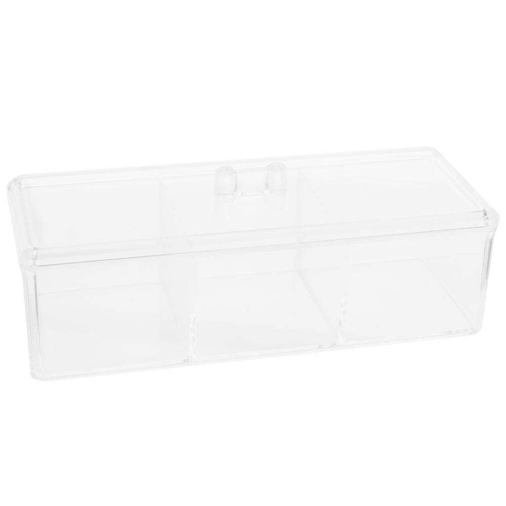 Hộp lưu trữ đồ trang sức mỹ phẩm có ba ngăn trong suốt
