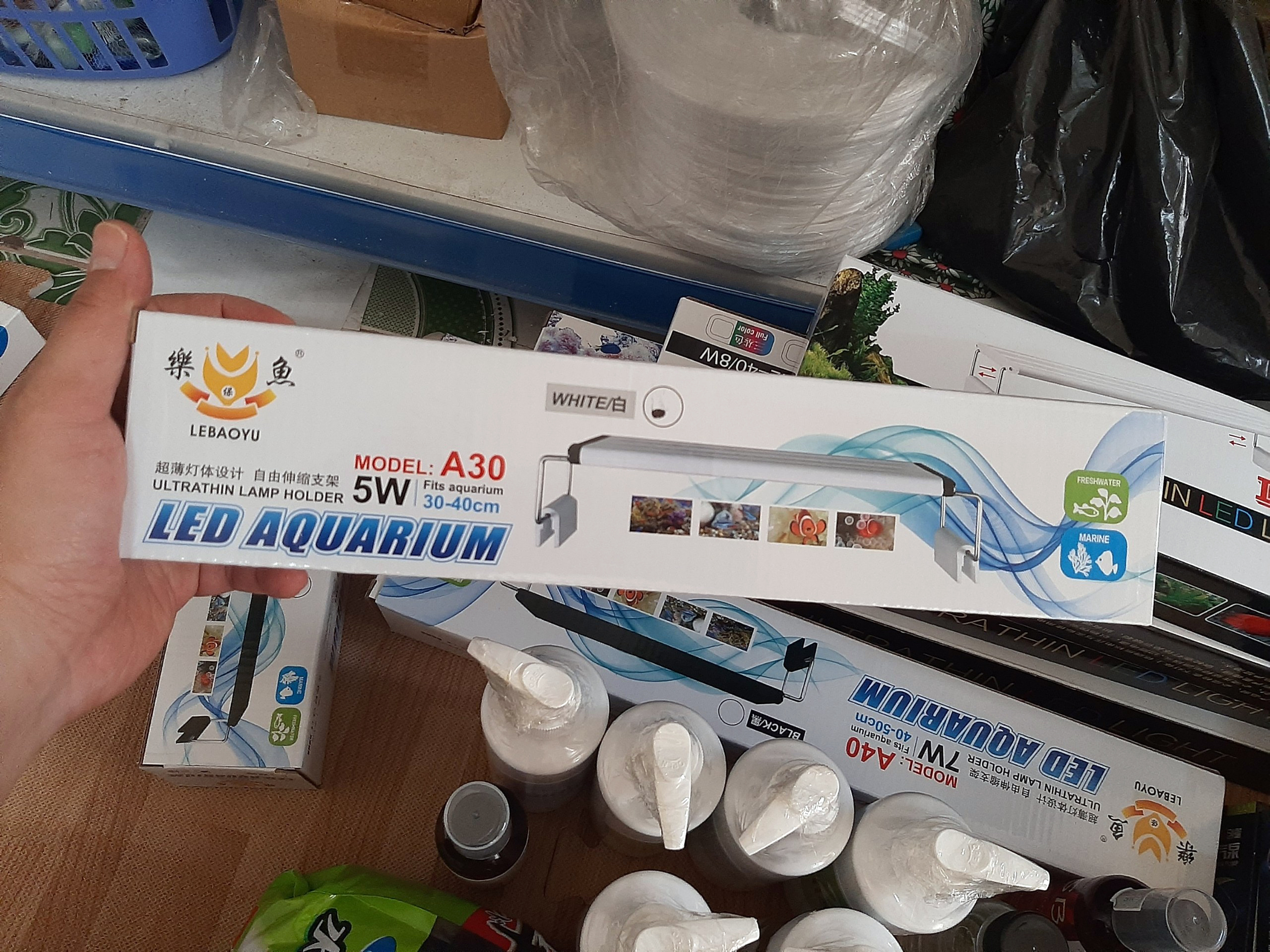 Đèn led 3 màu thủy sinh, đèn led bể cá mini, đèn hồ cá, A30 cho bể dài từ 30-40 cm