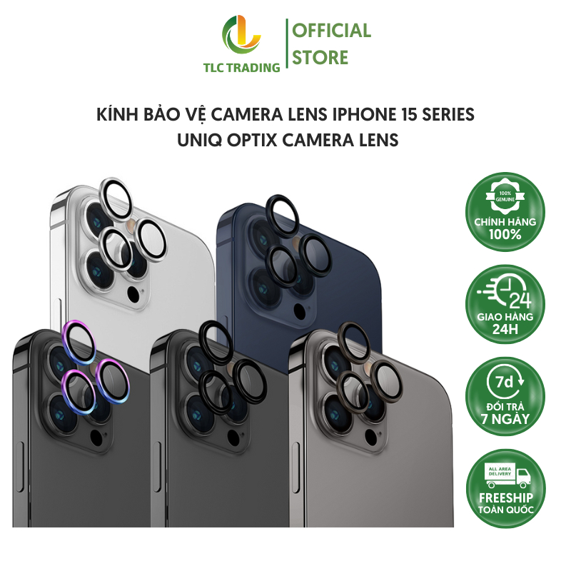 Kính UNIQ Optix Camera Lens dành cho iPhone 15 Pro / 15 Pro max - Hàng Chính Hãng