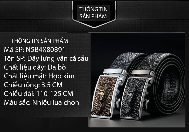 Thắt lưng dây nịt nam da bò thật thắt lưng khóa tự động phong cách Châu Âu Mã TL.8019.CLG