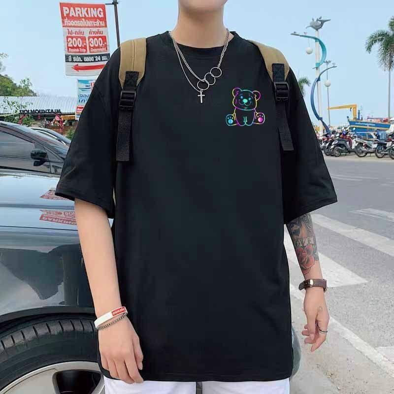Áo Thun Phản Quang UNISEX 7 màu Gấu*HOT RẺ ĐEP*Áo Phông Nam Nữ Cặp Đôi - Tay Lỡ Form Rộng Chất Cotton T-shirt Freesize