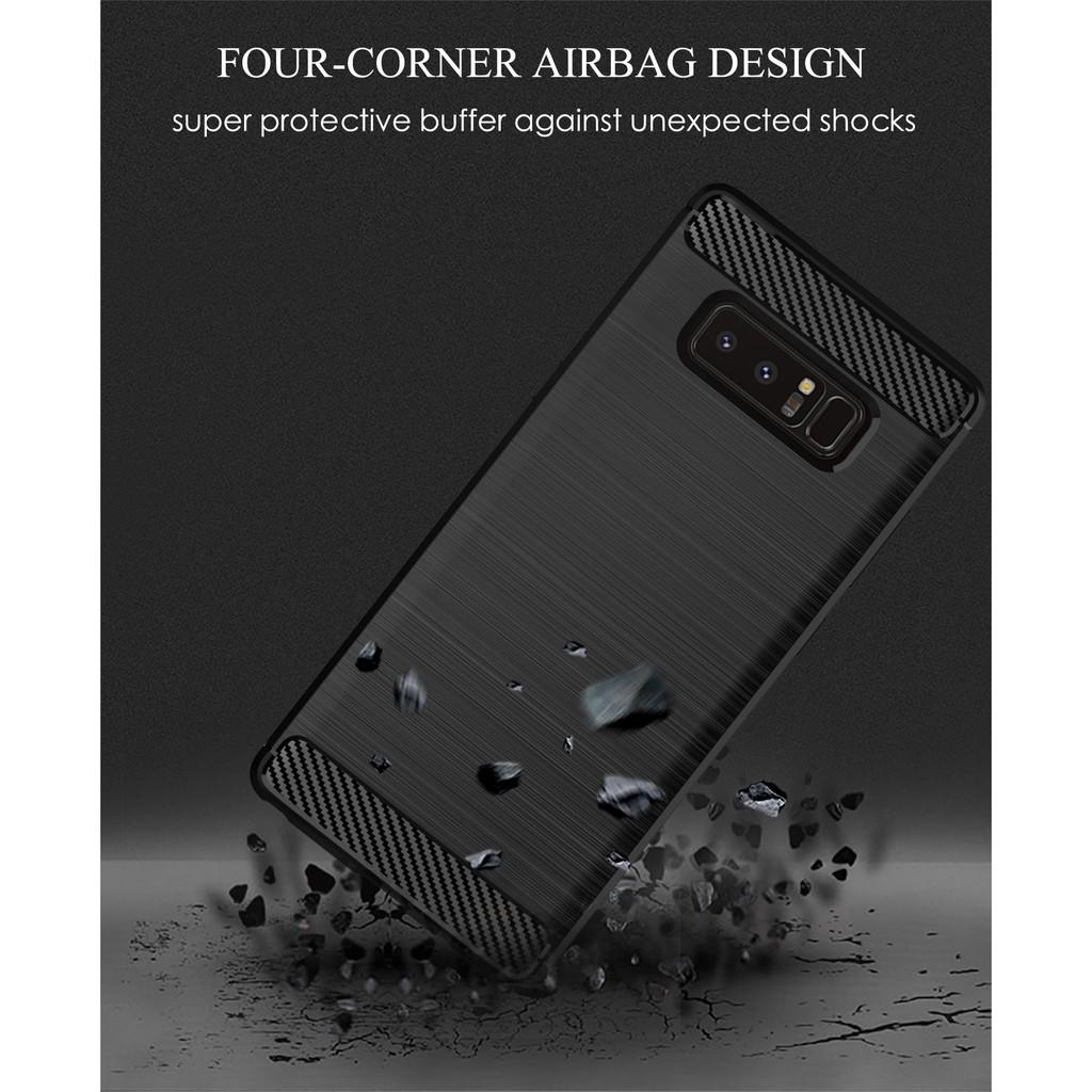 Ốp lưng cho Samsung Note 8 9 10 Plus, Ốp silicon mềm bằng sợi Carbon phay xước chống sốc chống vân tay cho Note 8 9 10 Plus