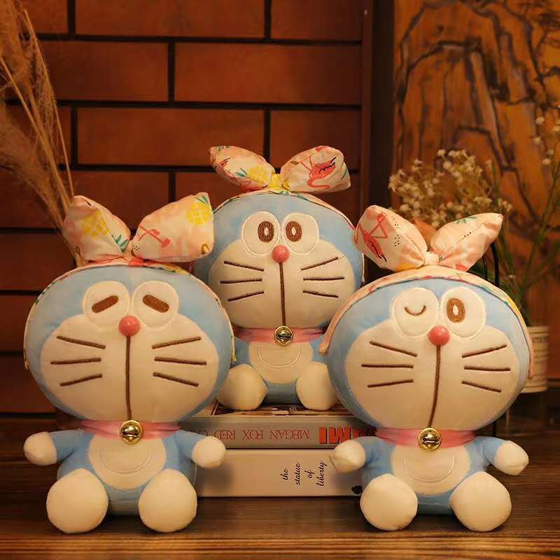 Gấu Bông Doremon (Doraemon) Đeo Nơ Dễ Thương Mẫu Mới Siêu Hot Cưng Xỉu (25cm----&gt;28cm) Hàng Xịn Cao Cấp Loại 1 (Tặng Kèm 1 Ví Da 12 Ngăn Đựng Thẻ Atm, Cccd)