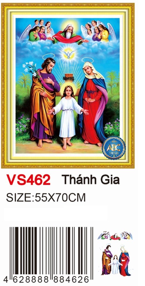 Tranh đính đá gia đình thánh gia VS462 - 55 x 70 cm - chưa đính