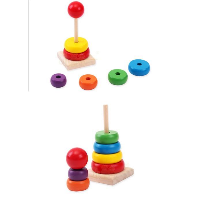 Đồ chơi tháp cầu vồng gỗ size nhỏ cho bé