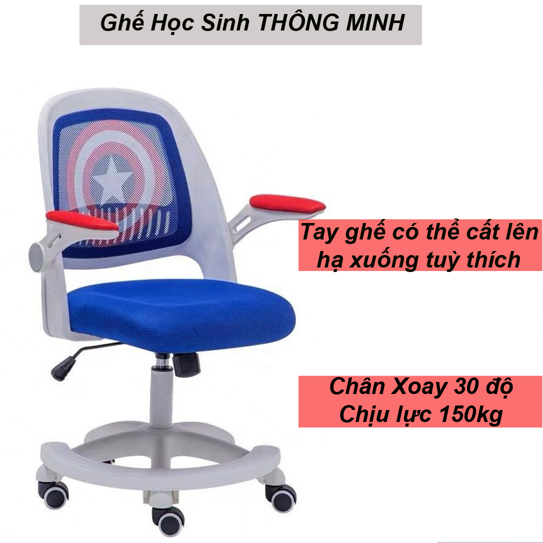 Ghế Học Sinh Chân Nhựa Xoay, Lưng Trung CAPTIAN - Hàng Nhập Khẩu