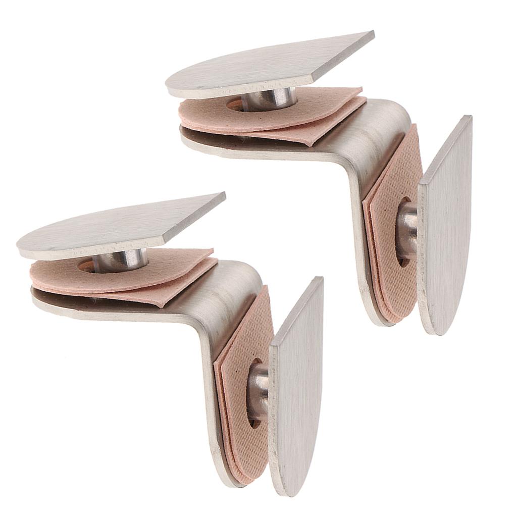 2pcs Stainless Steel Shower Glass Door Panel Fixed Clips  90 Degree 2-side