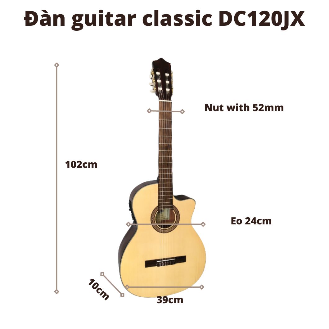 Đàn guitar classic Duy Guitar có EQ DC120JX tặng 4 phụ kiện