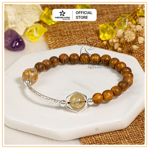 Vòng tay Trầm Hương tự nhiên Lục Tú Vân Hà - An nhiên mix charm bạc 925 cao cấp - Trầm Tốc Lào - Thiên Mộc Hương