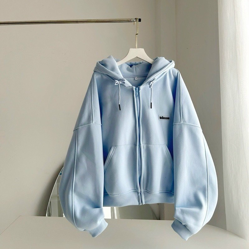 Áo Khoác Hoodie Form Boxy Dessuu Túi Ngược Nhiều Màu Nam Nữ Tay Phồng, Áo Khoác cặp đôi chống nắng Nỉ Bông Dài Tay Phối Nón Form Rộng Dài Tay Unisex Hàn Quốc Nhiều Màu