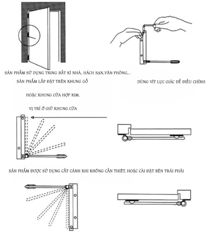 Bản Lề Cửa Tự Động Đóng Cửa Thông Minh KUNBE, Có Tay Đẩy Giữ Cửa Giúp Cửa Luôn Đóng, Có Thể Điều Chỉnh Lực Đẩy