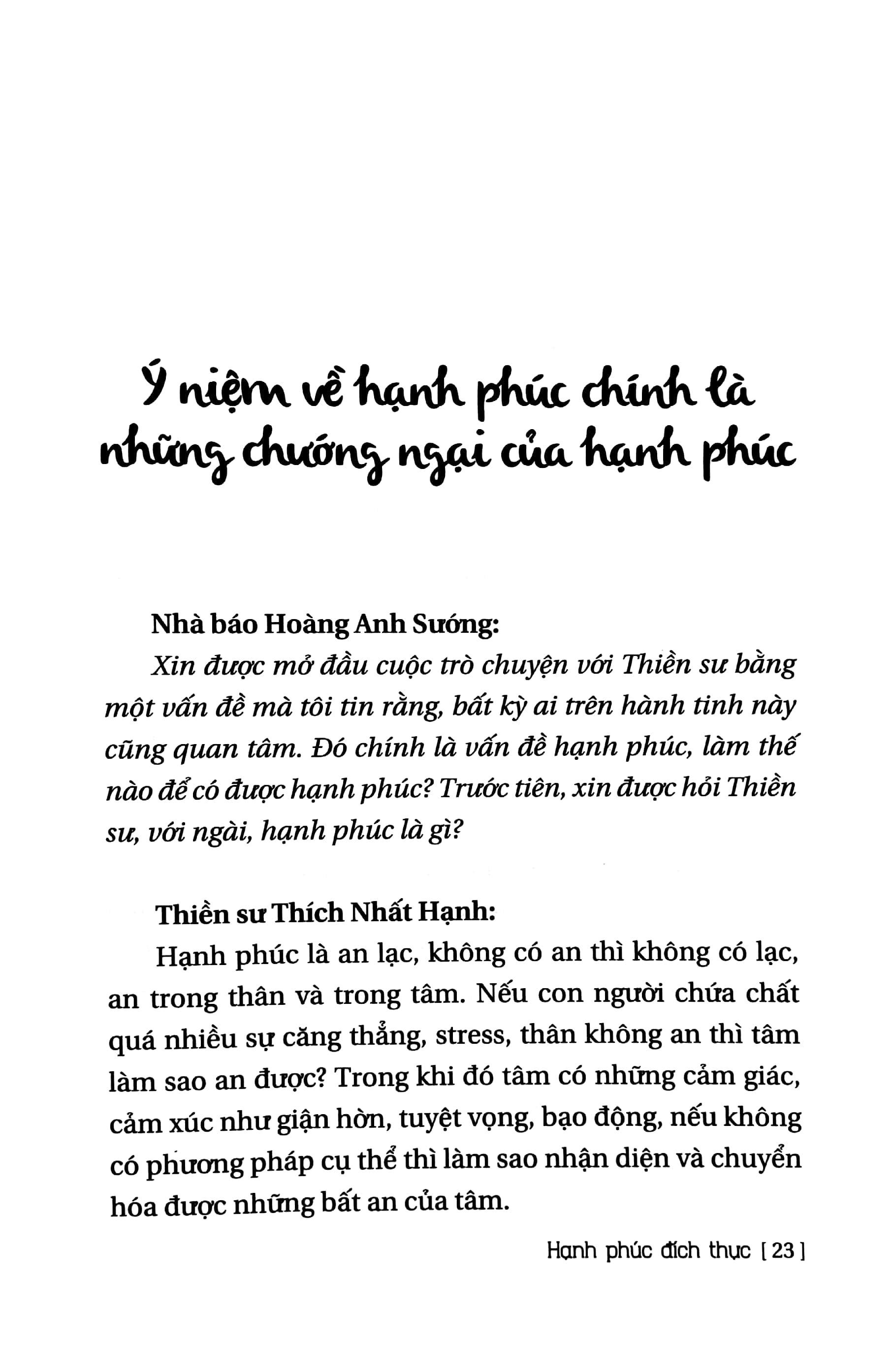 Trò Chuyện Với Thiền Sư Thích Nhất Hạnh - Hạnh Phúc Đích Thực (Tái Bản)