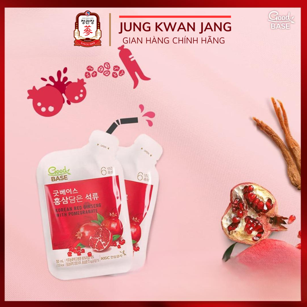 Nước Hồng Sâm Hàn Quốc Goodbase Lựu Đỏ KGC Jung Kwan Jang (50ml x 30 gói)