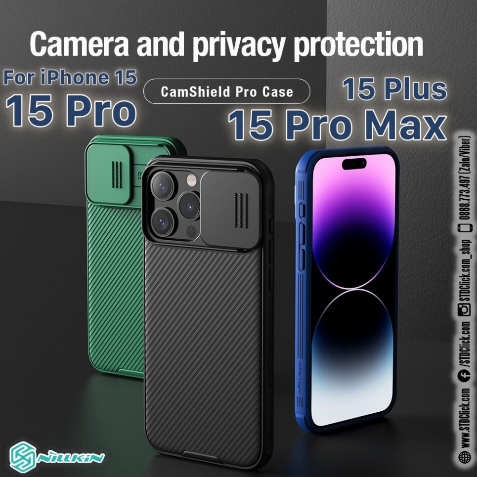 ỐP LƯNG DÀNH CHO ĐIỆN THOẠI IPHONE 15 PRO MAX - 15 PRO NILLKIN CAMSHIELD PRO NILLKIN