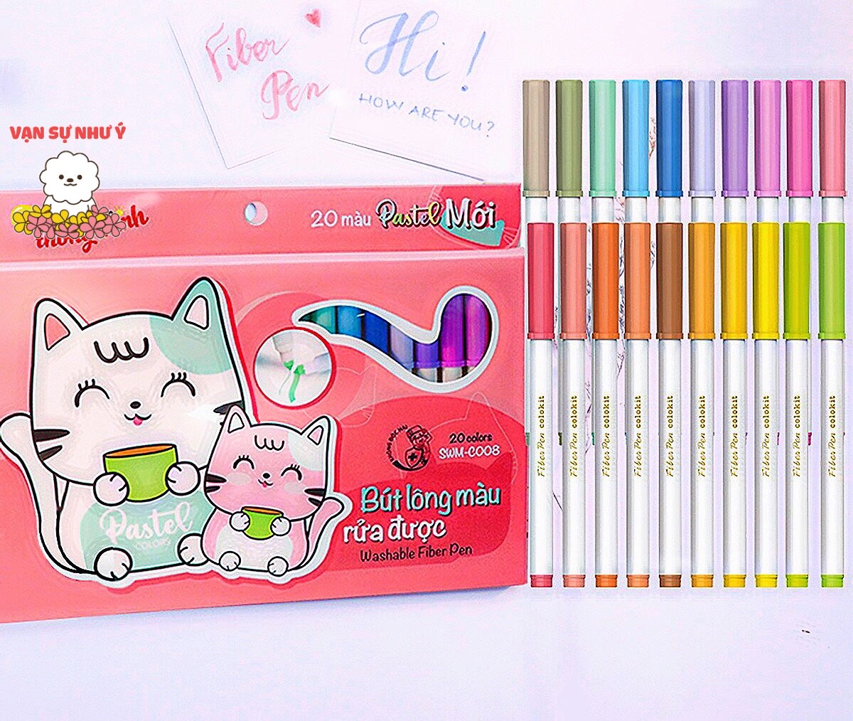 Bút lông 20 màu Pastel Washable Fiber Pen - Bút lông màu rửa được