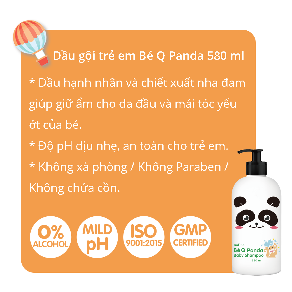 AuFine Bé Q Panda Dầu gội trẻ em 580ml