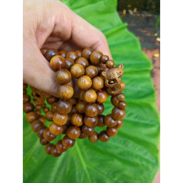 Vòng lắc tay nữ gỗ thơm hạt 8ly 10ly mix charm hồ ly bách màu tự nhiên