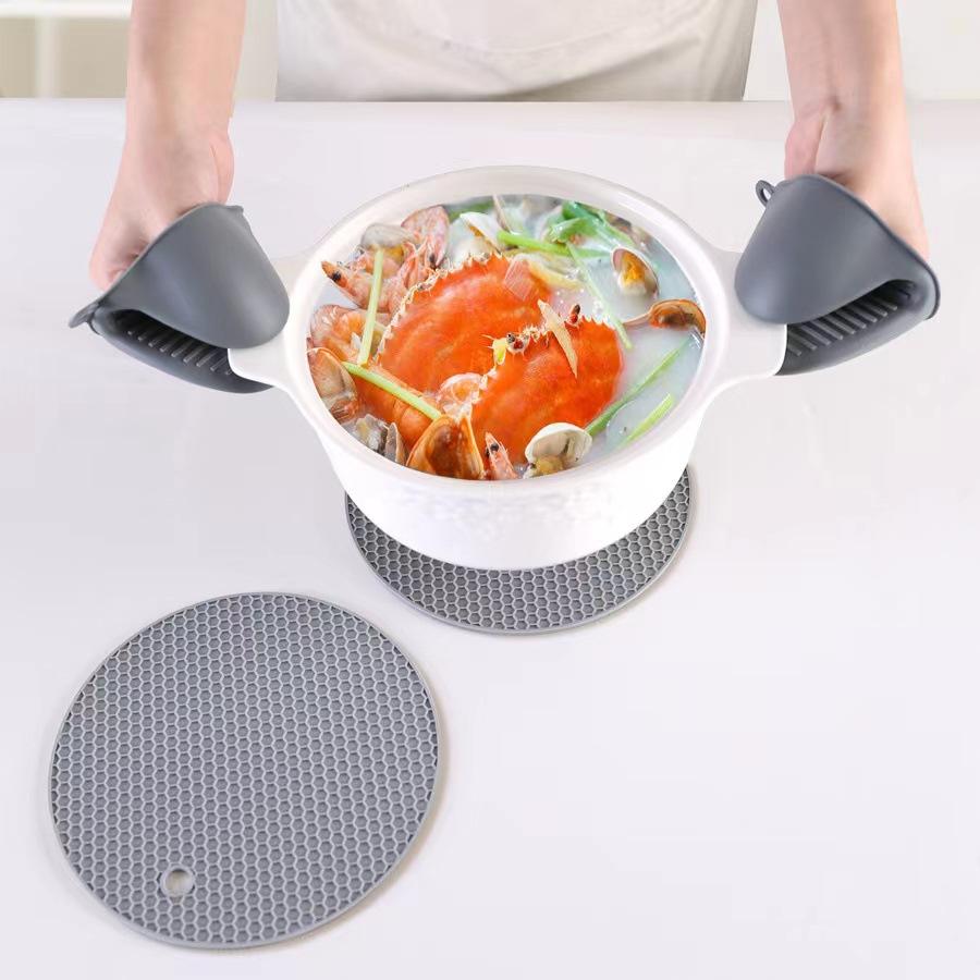 Găng tay lò nướng / chậu Threbe Set-Extra Găng tay nhà bếp dài làm bằng silicon với găng tay mini-snap