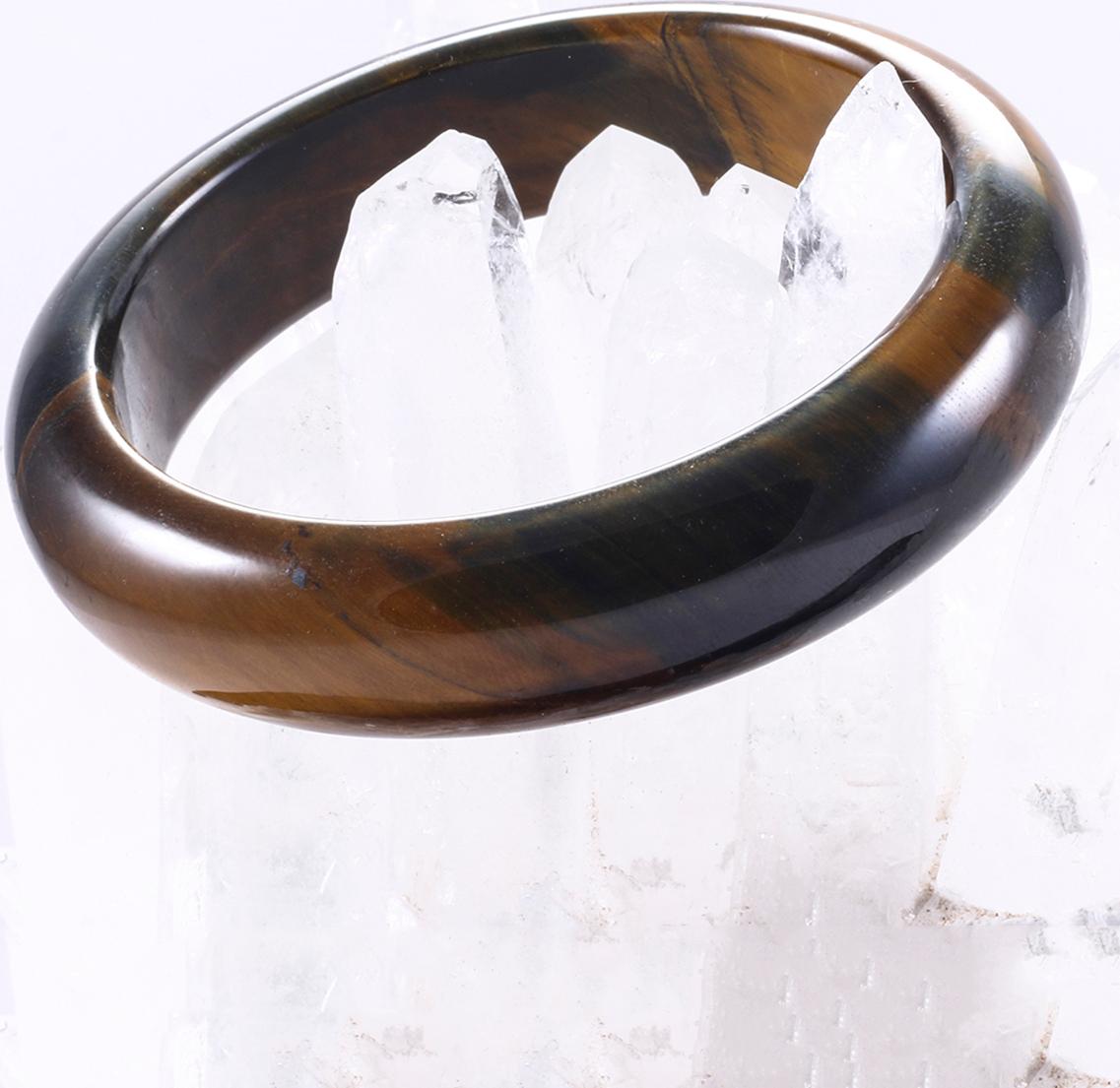 Vòng thạch anh mắt hổ vàng nâu bản hẹ ni 60 mệnh thổ, kim - Ngọc Quý Gemstones