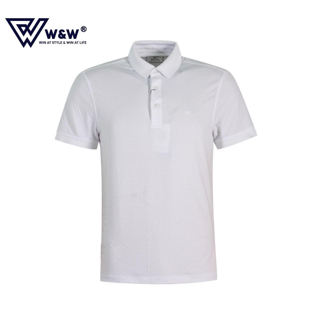 Áo Thun Polo Nam W&amp;W Dáng Regular Fit- Cổ Đức Bẻ Phối Ba Khuy Màu Trơn, Chất Liệu Thoáng Mát, Bền Màu WPO73