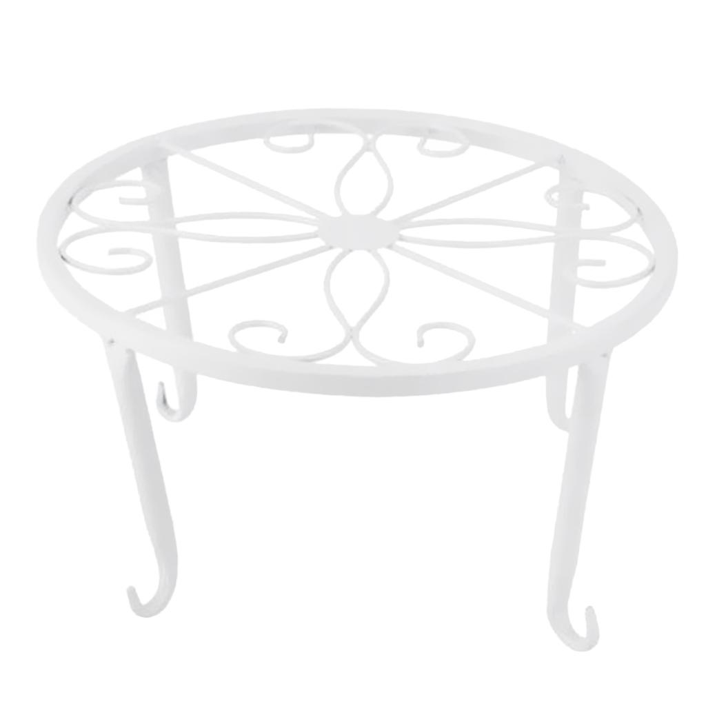 2xMetal Plant Stand Flower Pot Holder Iron Type Pot Vase Holder Shelf White