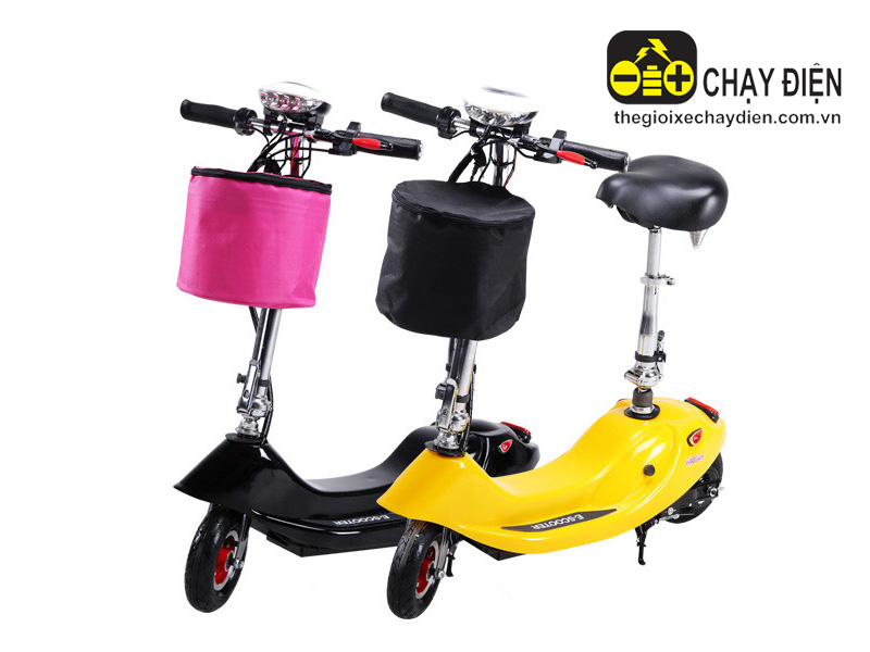 XE ĐIỆN GẤP MINI E-SCOOTER ĐÈN PHA TRÊN GIỎ TRƯỚC