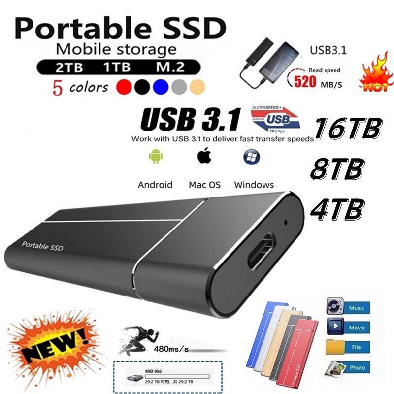 Ổ Cứng Ngoài 500G 2TB SSD 4TB 16TB USB 3.1 Tốc Độ Cao 8TB Cho Laptop