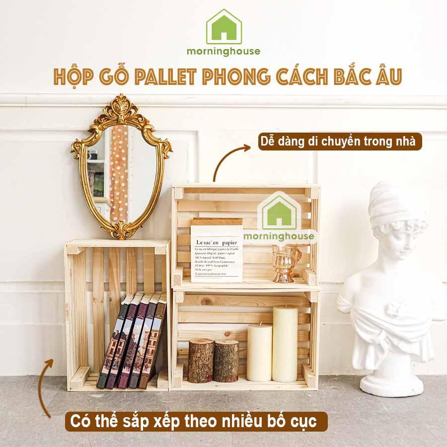 THÙNG GỖ PALLET TRANG TRÍ - Hộp pallet chữ nhật Morning House