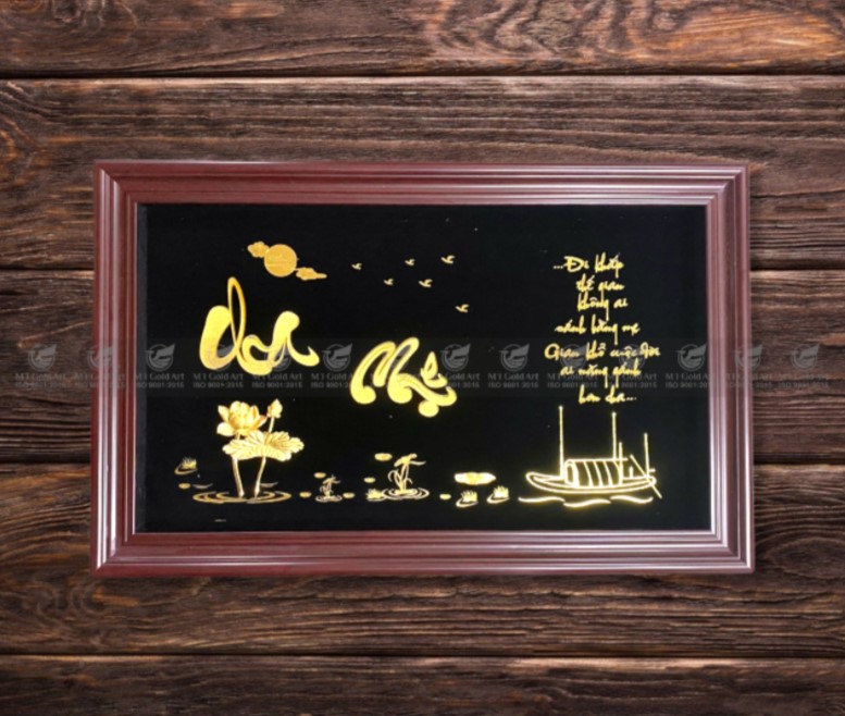 Tranh chữ cha mẹ dát vàng 24k MT Gold Art- Hàng chính hãng, trang trí nhà cửa, phòng làm việc, quà tặng sếp, đối tác, khách hàng, tân gia, khai trương