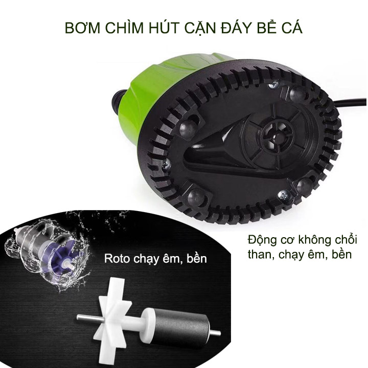 Bơm chìm không chổi than mini hút cặn bể cá, bơm tuần hoàn