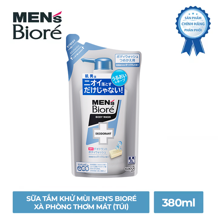 Sữa Tắm Khử Mùi Men's Bioré - Xà Phòng Thơm Mát (Túi) 380ml