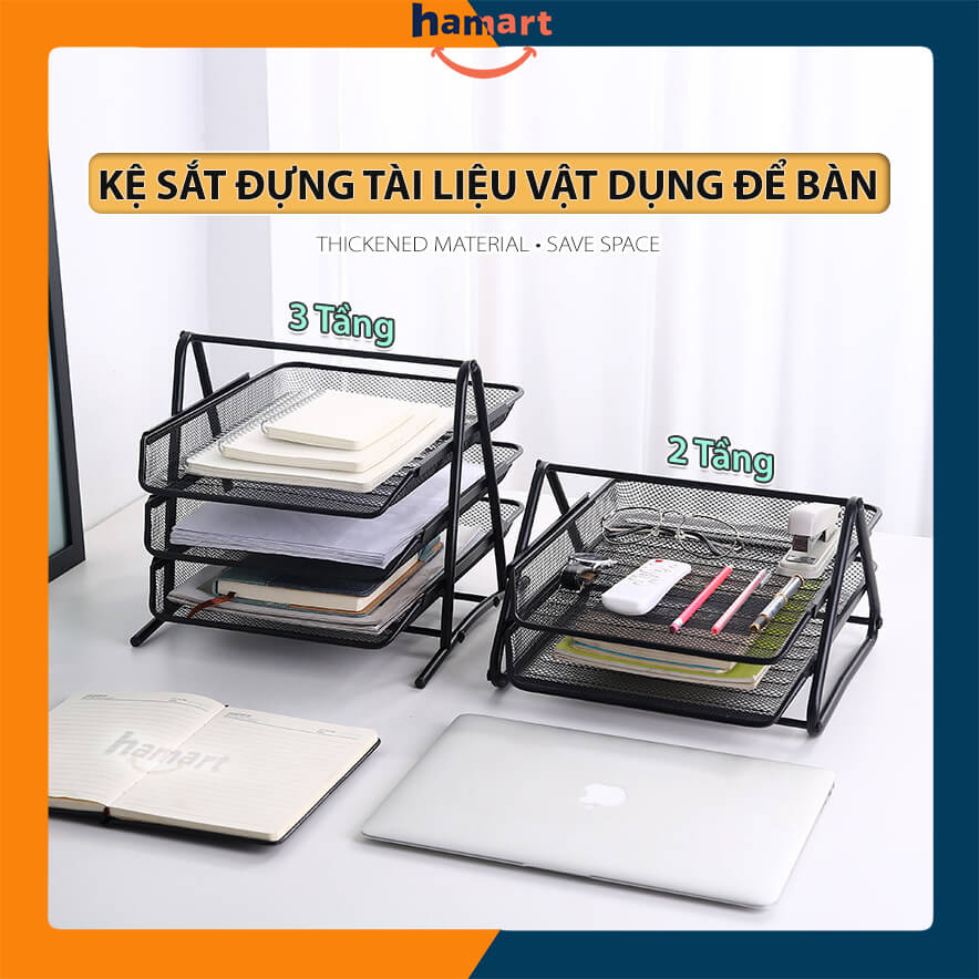 Kệ Đựng Tài Liệu Để Bàn Làm Việc Hamart Khay Hồ Sơ Văn Phòng A4 Decor Đa Tầng Khung Lưới Sắt