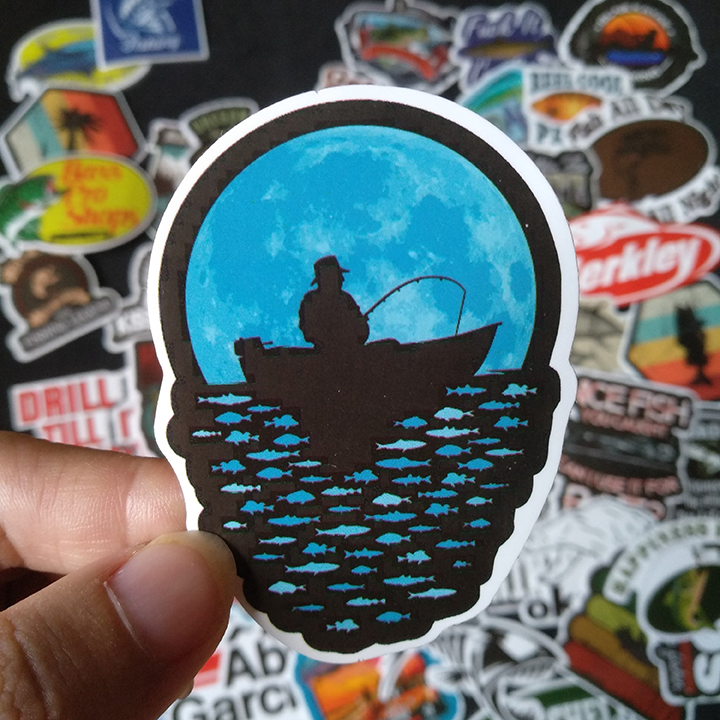 Bộ Sticker dán cao cấp chủ đề CÂU CÁ - FISHING - Dùng dán Xe, dán mũ bảo hiểm, dán Laptop