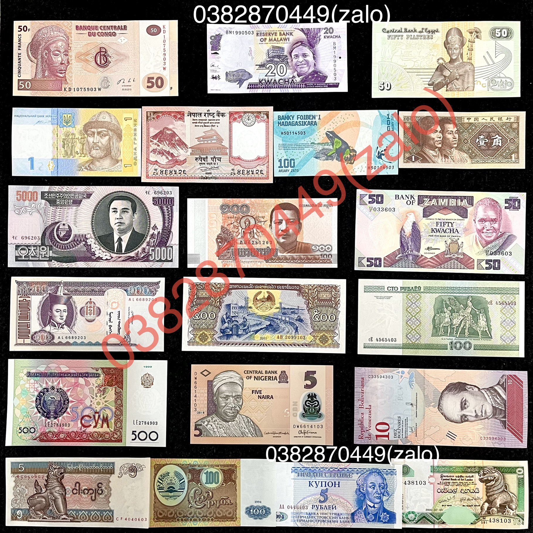 Bộ Tiền Giấy Sưu Tầm 20 Tờ 20 Nước - Quốc Gia Khác Nhau Trên Thế Giới
