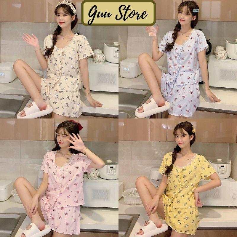 Bộ Đồ Mặc Nhà -Set Bộ Ngủ Hoa Nhí Siêu Nhẹ Mềm mại Phong Cách Nàng Thơ Guu DN26