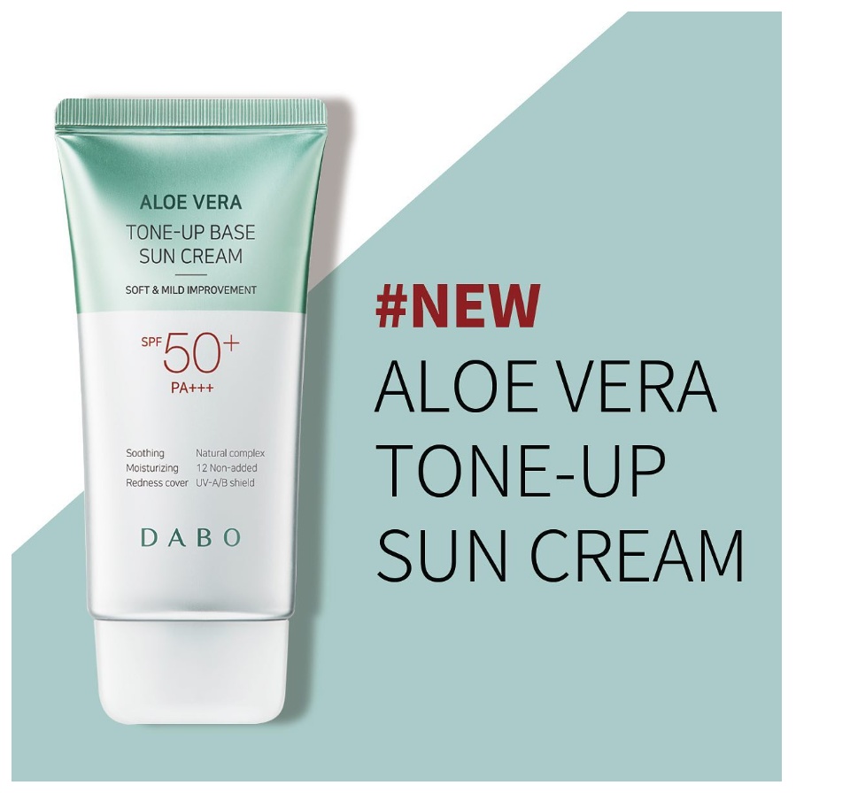 Kem chống nắng Lô Hội dưỡng da, nâng tone DABO Aloe Vera Tone-up Base Sun Cream SPF 50 Pa+++ Hàn Quốc 70ml tặng móc khóa