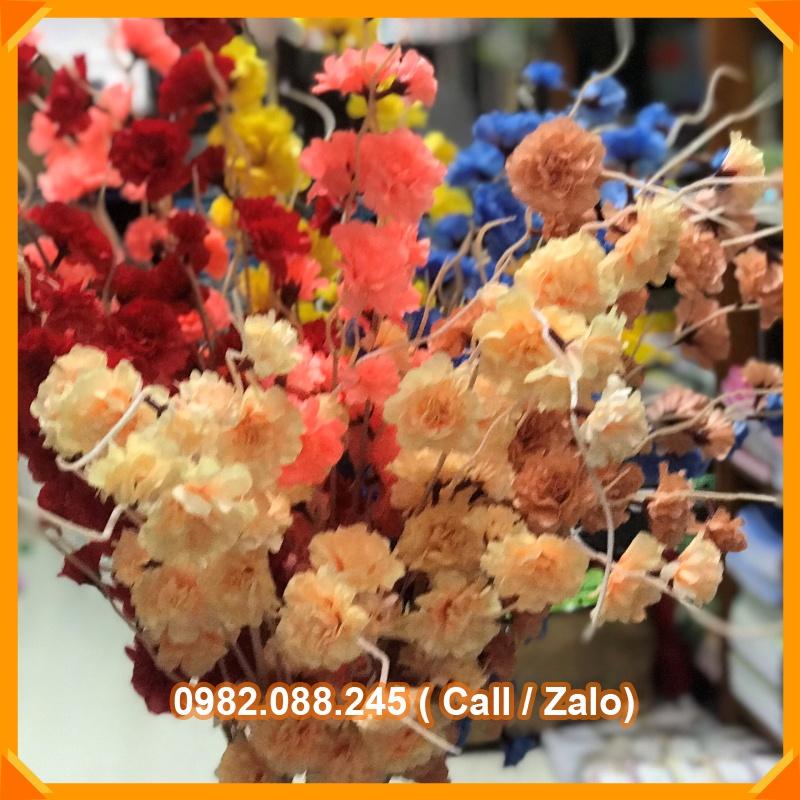 1 cành hoa đào hoa mai giả dài 1m có 5 nhánh nhỏ