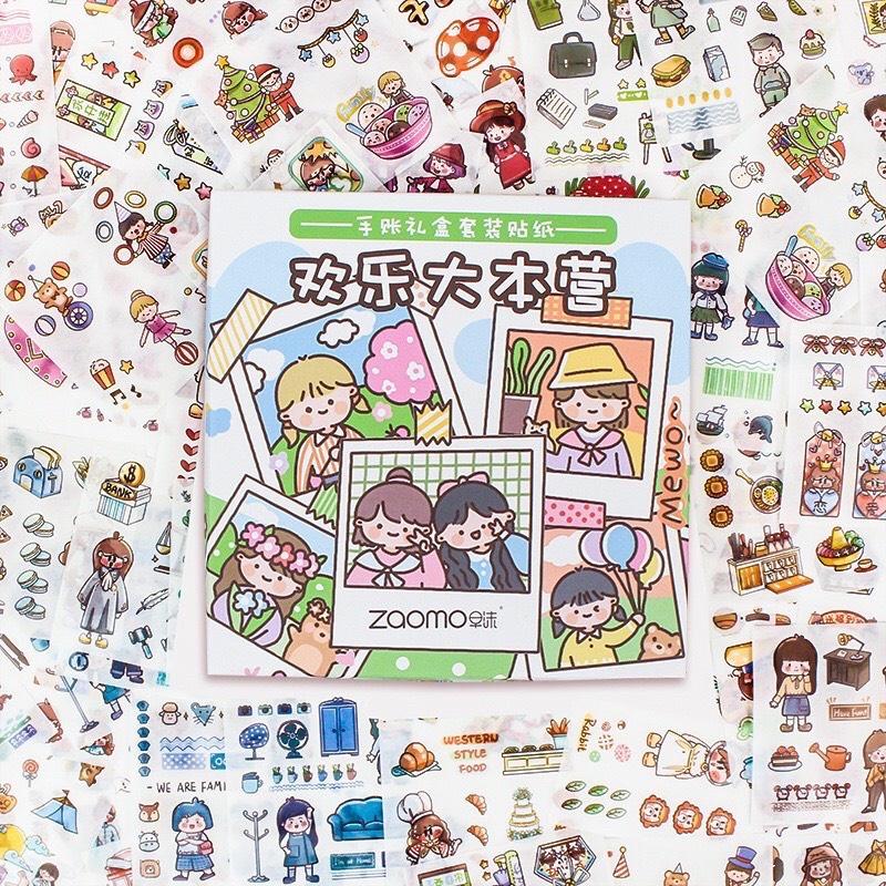 Sticker 100 Tấm Hộp Quà Tặng 100 Tấm Dán Hoạt Hình Trang Trí Sổ Lưu Niệm Dễ Thương Hộp Game time